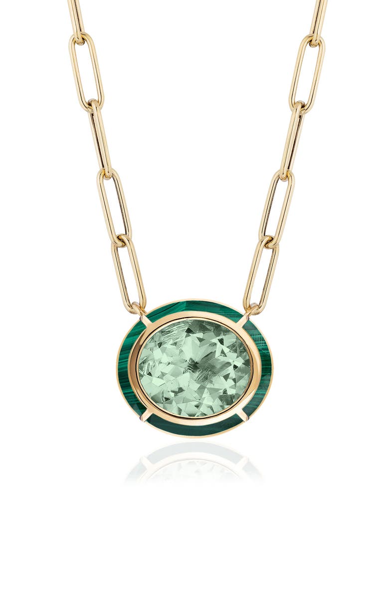 GOSHWARA Melange Blue Topaz Pendant Necklace, Alternate, color, Prasiolite/ Malachite