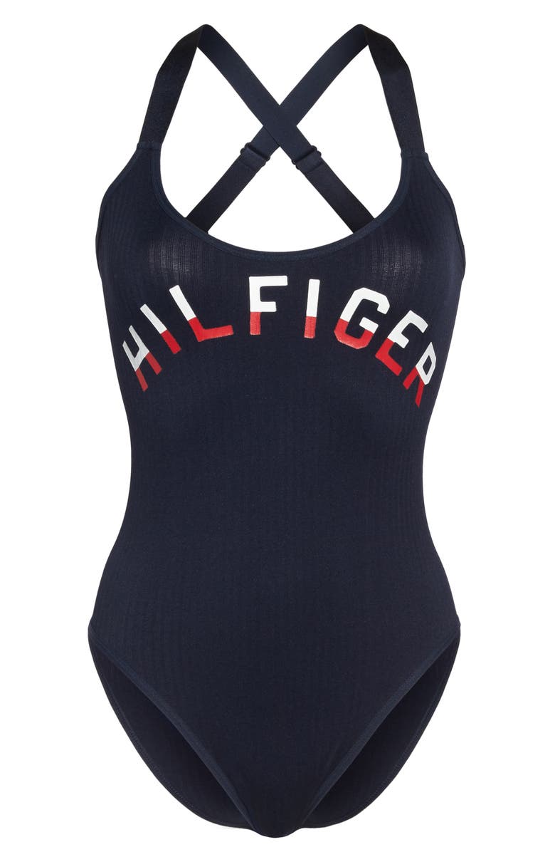 Tommy Hilfiger Ribbed Bodysuit, Alternate, color, 
