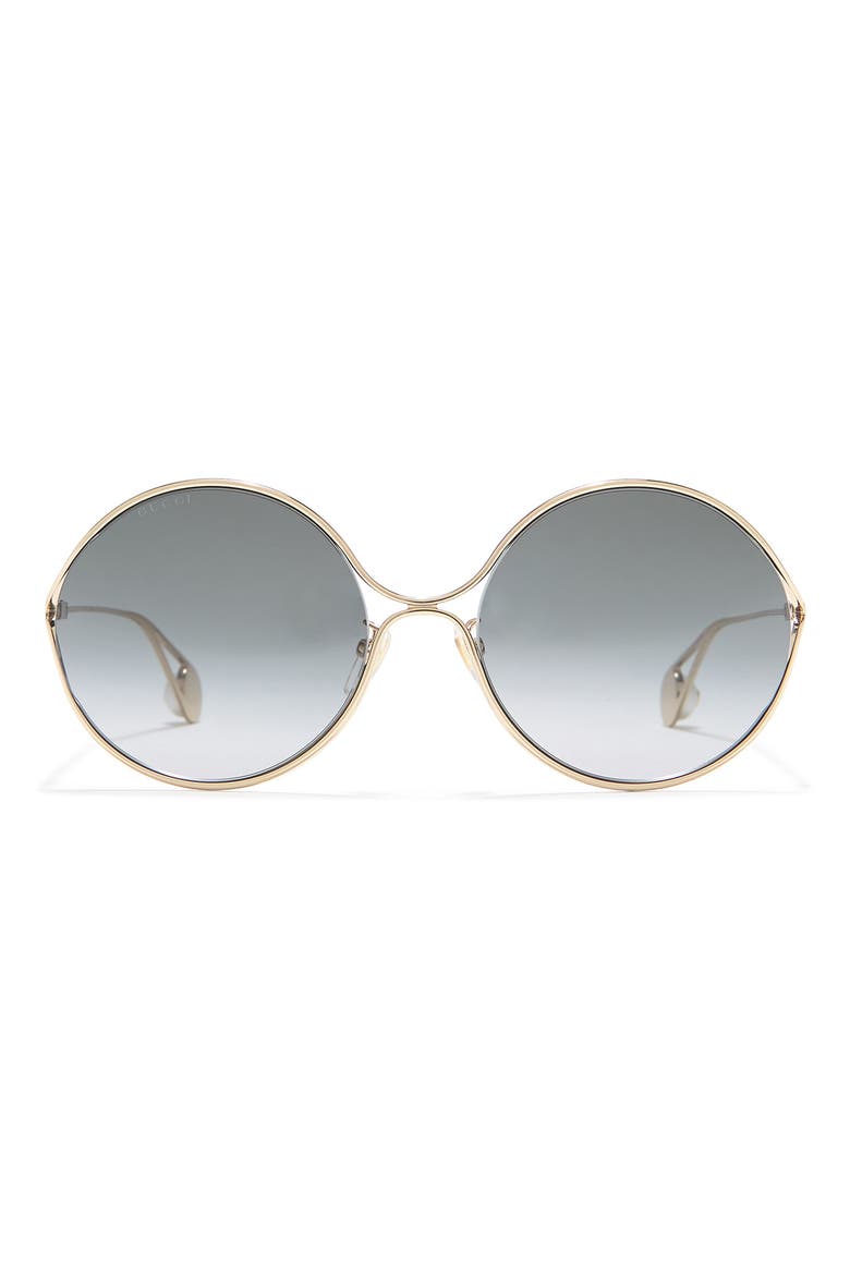 60mm Round Sunglasses, Main, color, GOLD GOLD GREY