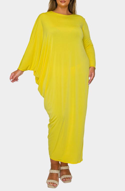 L I V D Louella Asymmetrical Long Sleeve Stretch Maxi Dress In Yellow