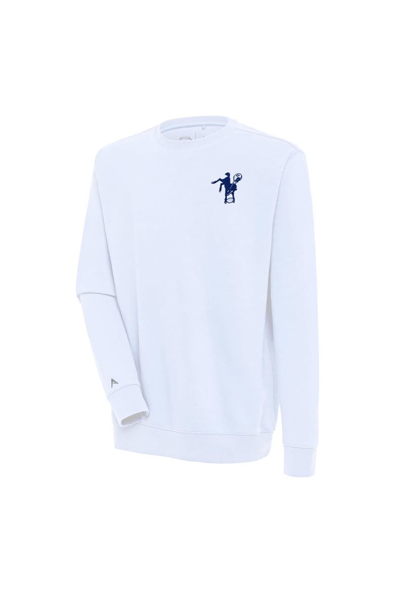 Men's Antigua White Indianapolis Colts Throwback Logo Victory Pullover Sweatshirt, Main, color, White