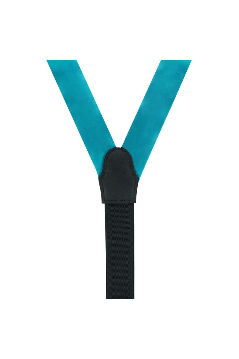 Sutton Solid Color Silk Formal Suspenders | Y-Back, Adjustable Braces, Alternate, color, Teal