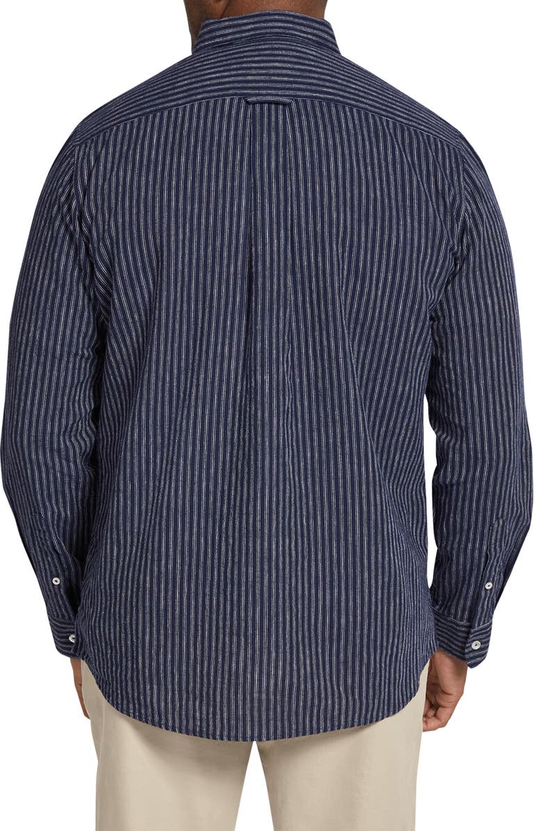 Johnny Bigg Regular Fit Capri Stripe Linen & Cotton Button-Up Shirt, Alternate, color,