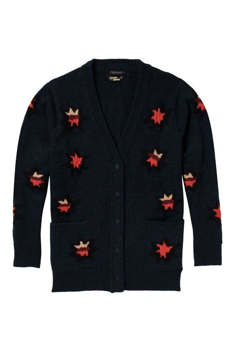 Stars Cardigan, Alternate, color, NAVY W/ RED STARS