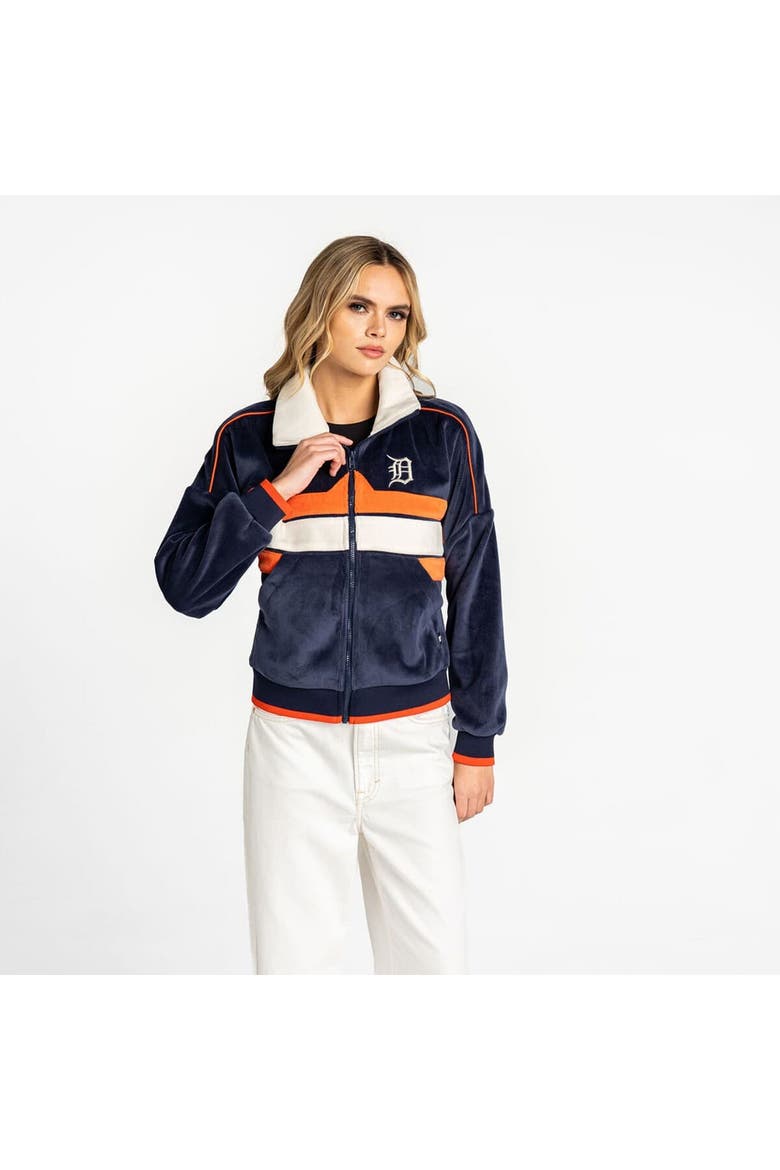 Women's The Wild Collective  Navy Detroit Tigers Velvet Cord Full-Zip Jacket, Alternate, color, Navy