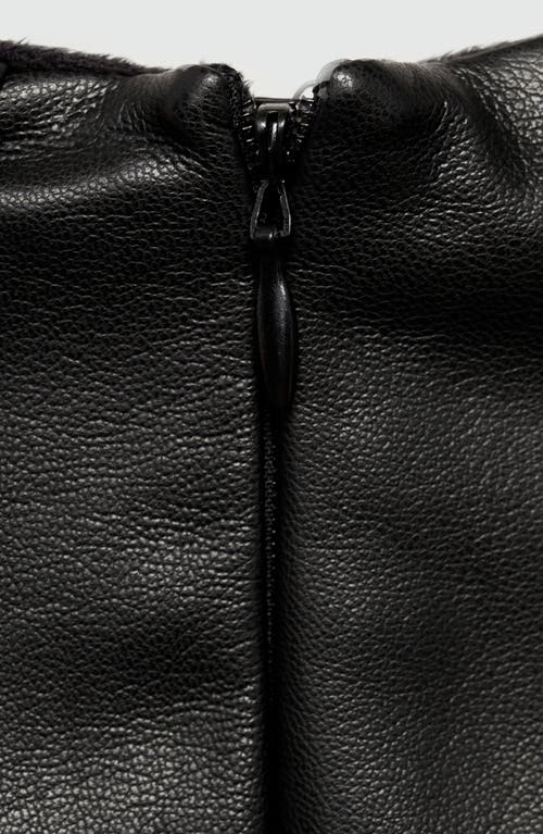 Mango Faux Leather Wrap Miniskort In Black
