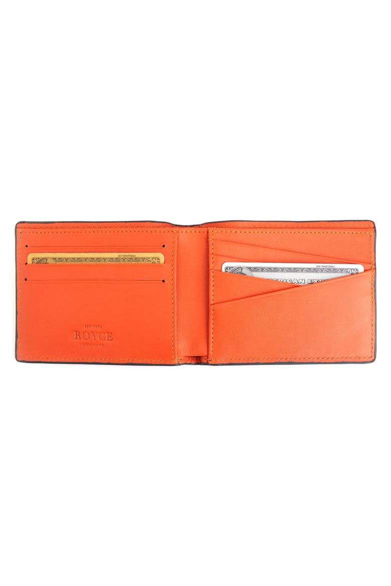 Personalized RFID Leather Bifold Wallet, Alternate, color, BROWN BURNT ORANGE-DEBOSS