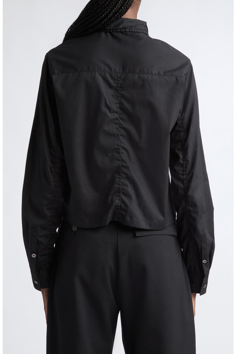 Boxy Crop Cotton Button-Up Shirt, Alternate, color, BLACK