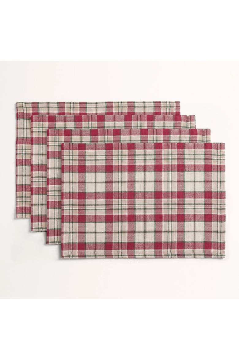 Linen Placemats 14 x 19 Inch Set of 4 - Almond Plaid, Main, color, Almond Plaid