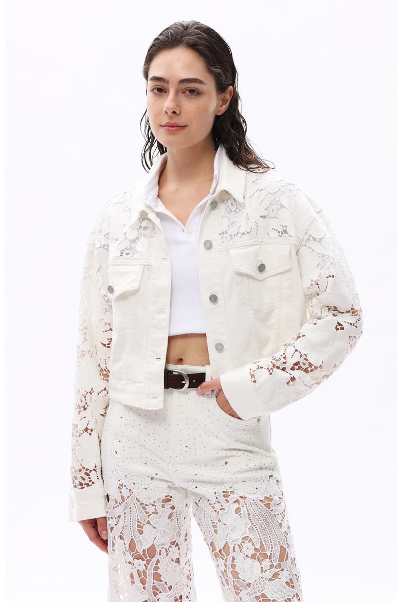 Lace Detail Crop Jacket, Alternate, color, ALBA