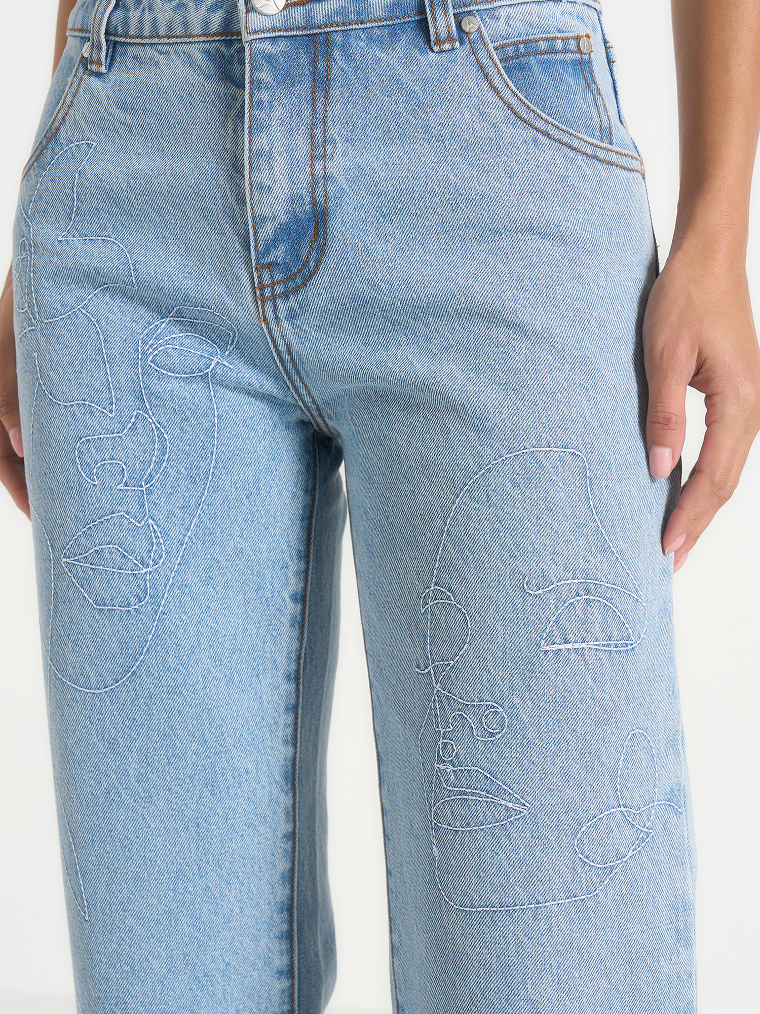 Manière De Voir Calista Line Art Straight Leg Jeans (Women) | Nordstrom