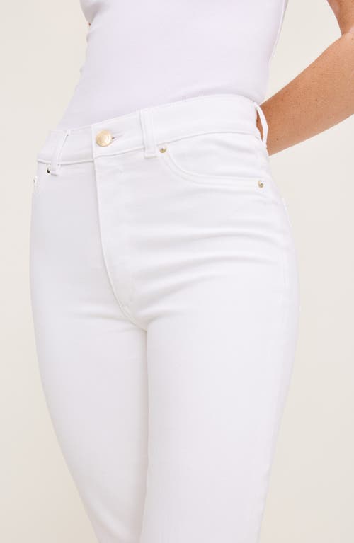 Shop Dl1961 Halle Straight Leg High Rise Instasculpt Jeans In White Dl Airbrushed