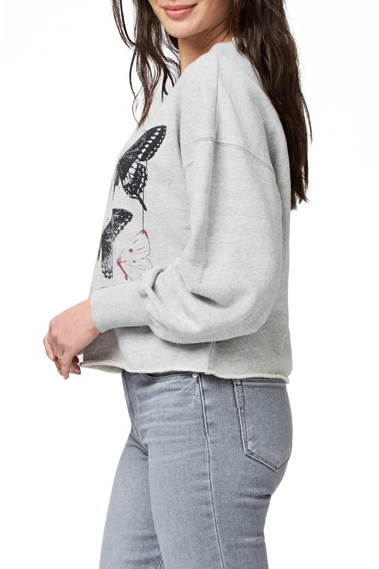 Lisbet Raw Hem Butterfly Graphic Sweatshirt, Alternate, color, HTHRGREY