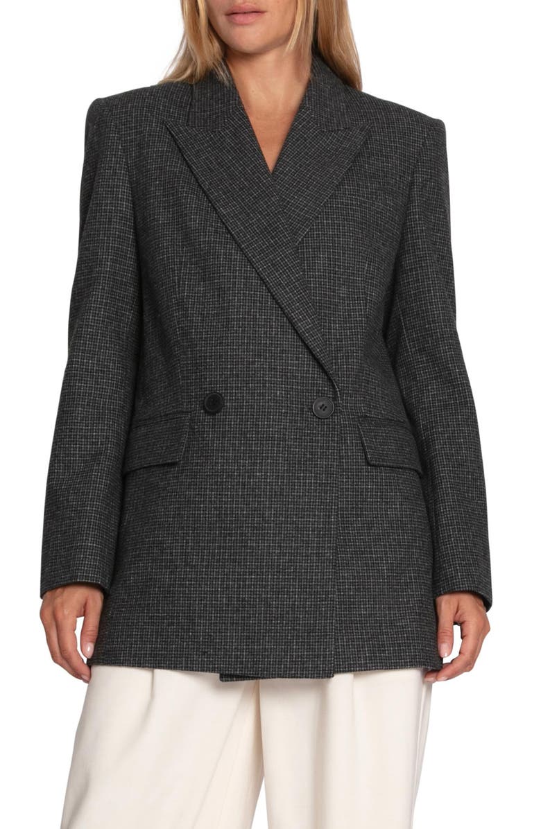 Belle & Bloom Big Brother Talk Double Breasted Wool Blend Blazer, Main, color, Charcoal