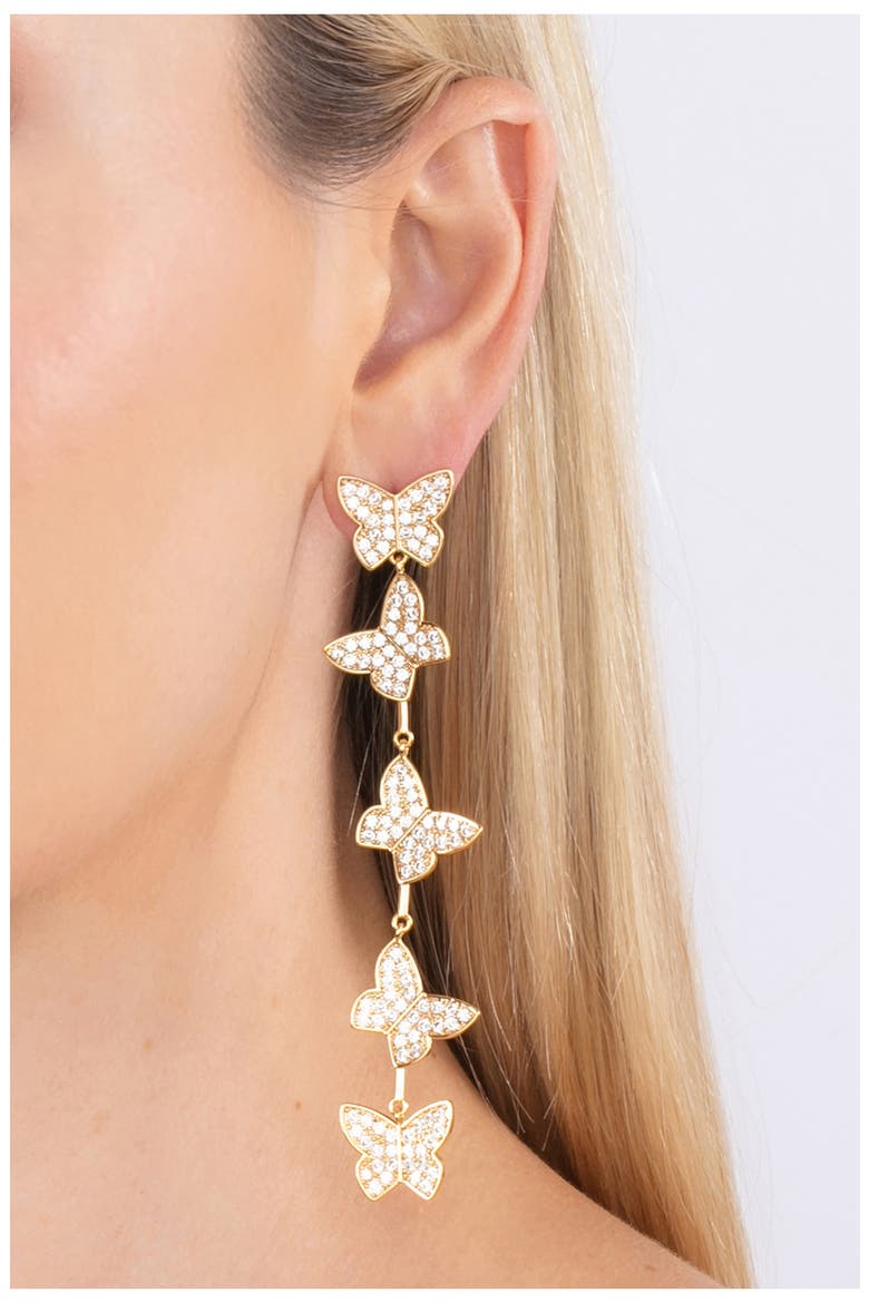 Eden Pavé CZ Butterfly Drop Earrings, Alternate, color, GOLD