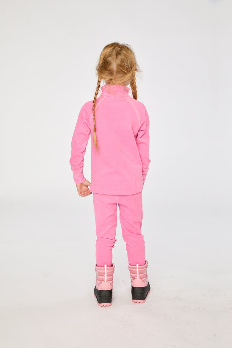 Two Piece Half-Zip Top and Elastic Waist Pants Thermal Underwear, Alternate, color, Pink
