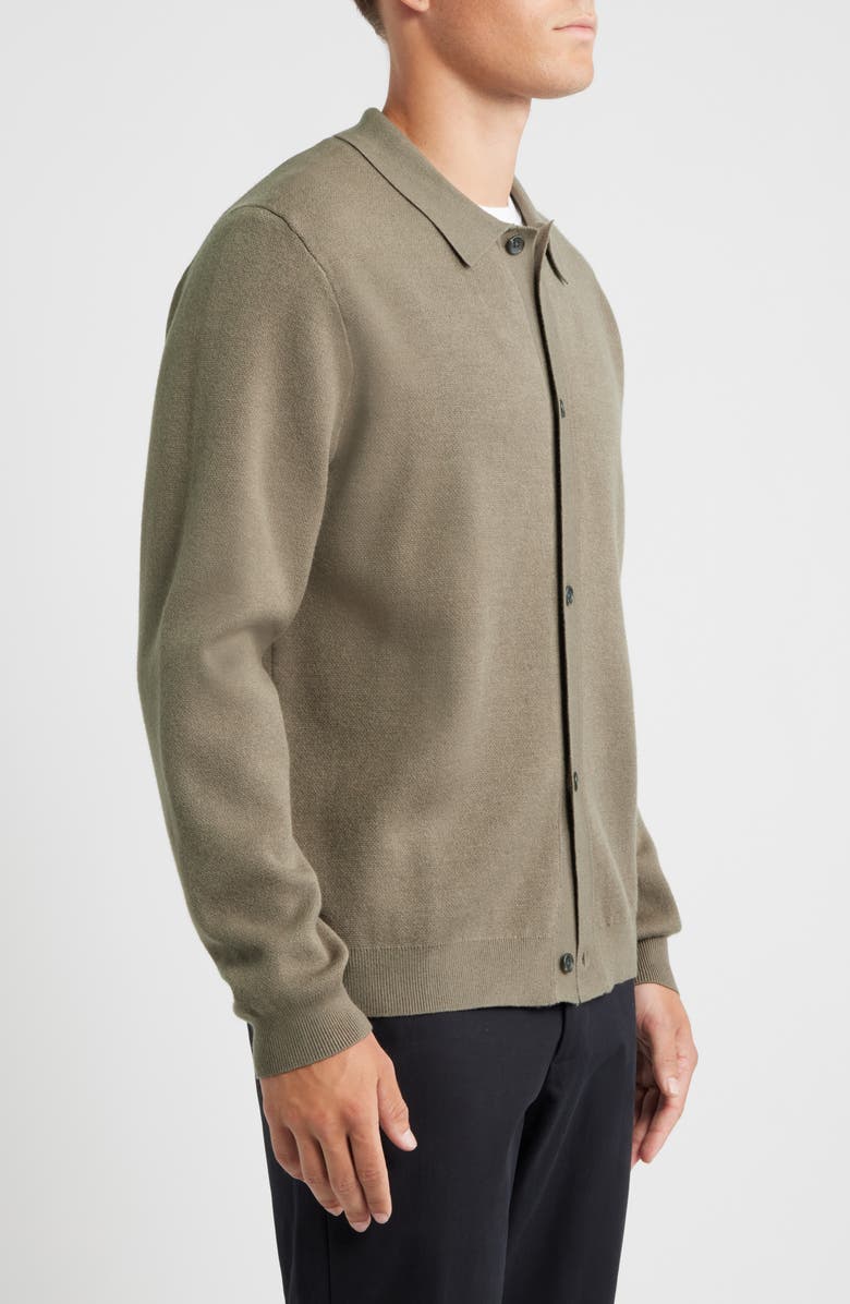 Open Edit Polo Cardigan, Alternate, color, Olive Brown