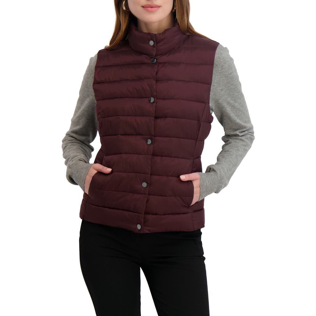 Tahari Billy Quilted Puffer Vest In Red
