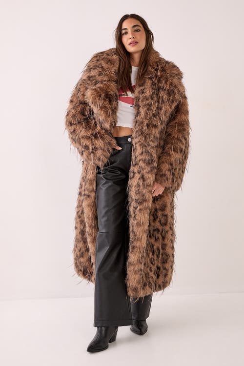 Nasty Gal Faux Fur Longline Coat In Multi