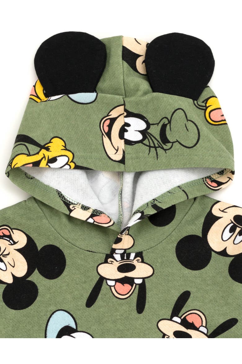 Mickey Mouse Fleece Hoodie, Alternate, color, Mickey Friends Green