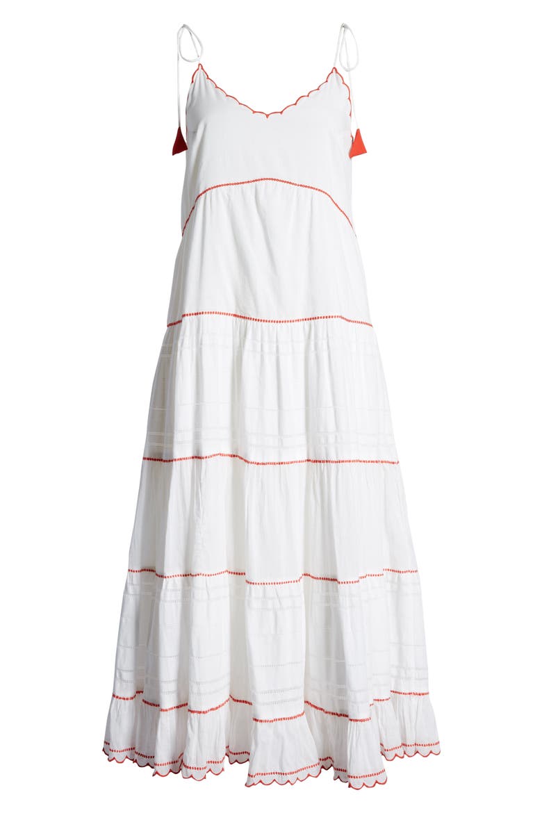 Scallop Embroidered Gauze Sundress, Alternate, color, WHITE
