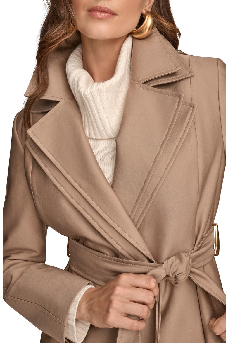 Double Collar Cotton Blend Trench Coat, Alternate, color, KHAKI