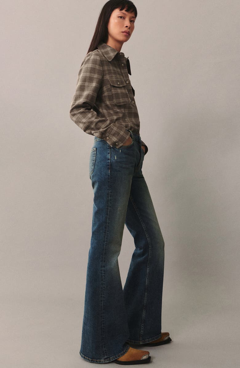 MANGO Violet High Waist Flare Jeans, Alternate, color, 