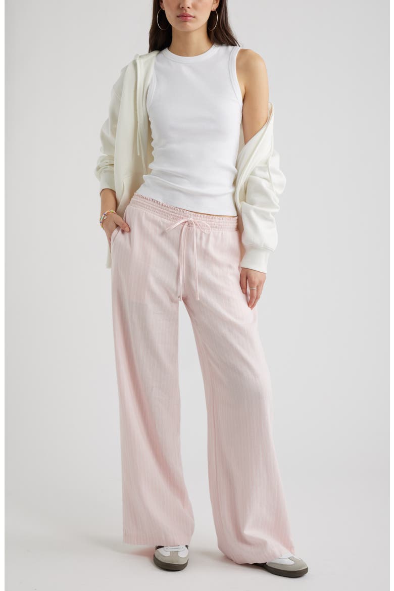 Linen Blend Beach Pants, Alternate, color, PINK- WHITE NIA STRIPE