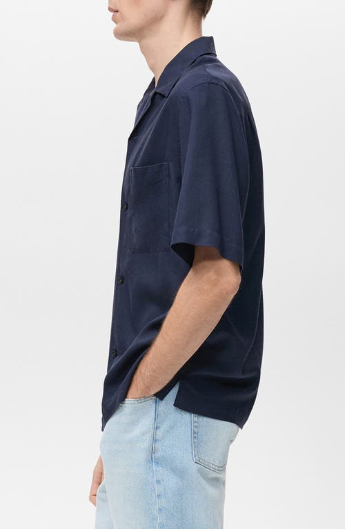 Mango Regular Fit Lyocell Camp Shirt In Blue