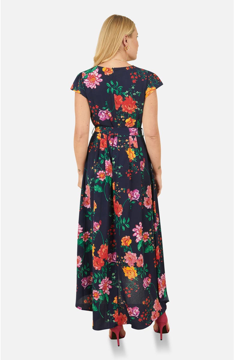 Yumi Flower  Print Wrap Midi Dress, Alternate, color, Navy