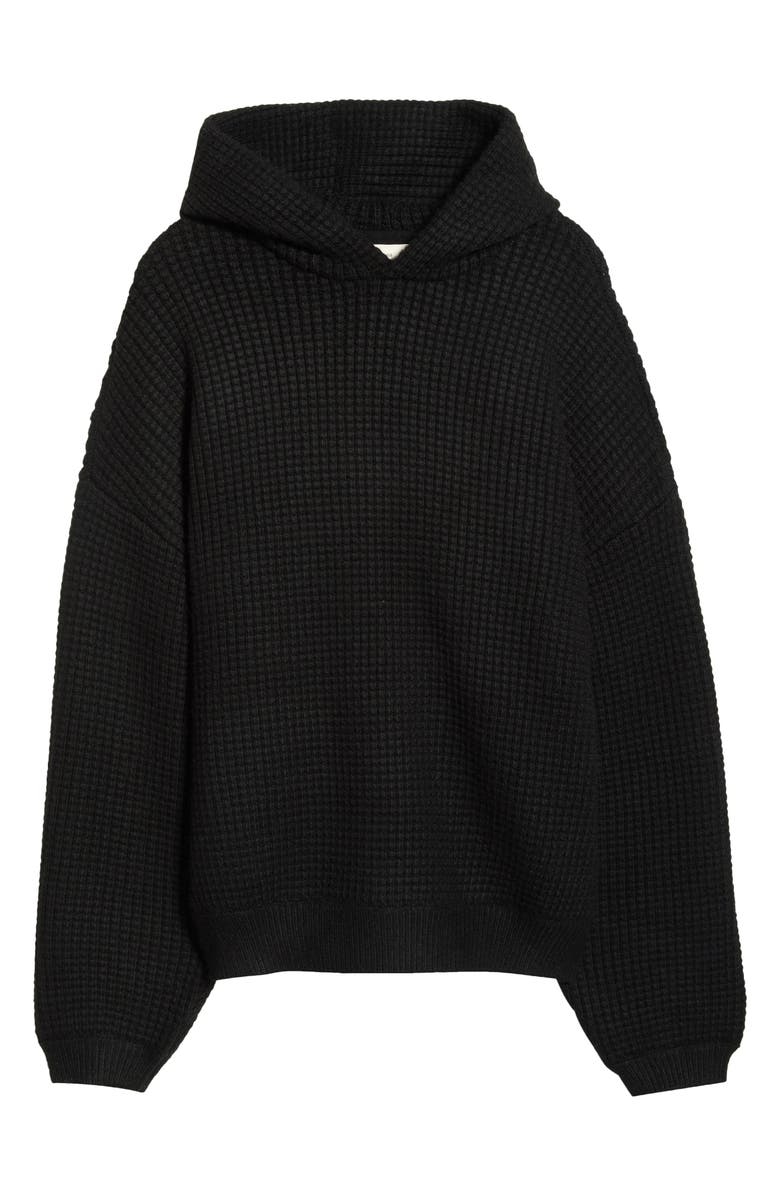 Fear of God Essentials '90s Waffle Knit Hoodie, Main, color, Vintage Black