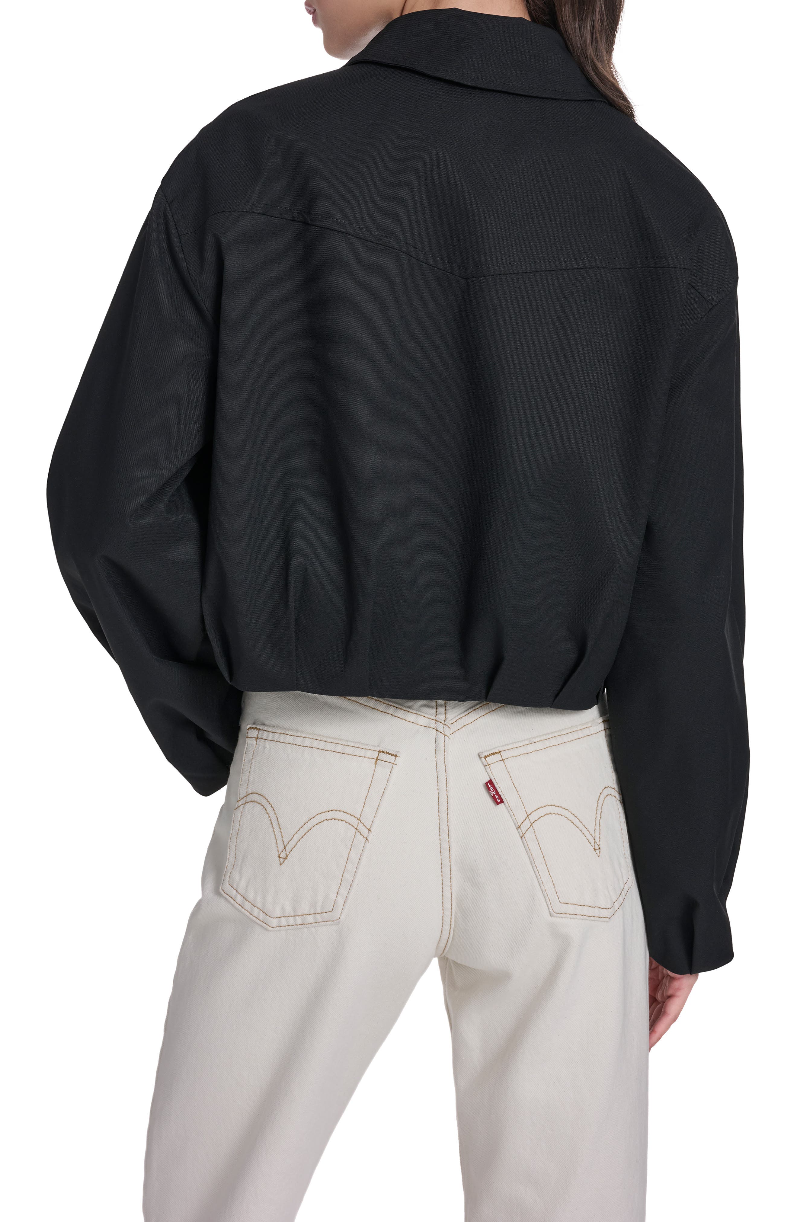 Crop Bubble Hem Bomber Jacket - image 2