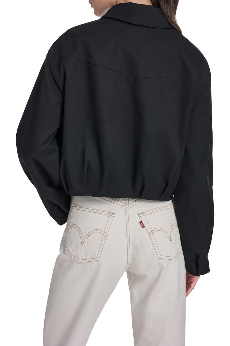 Crop Bubble Hem Bomber Jacket, Alternate, color, BLACK