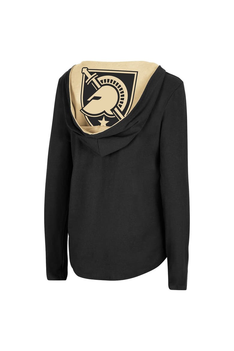 Women's Colosseum Black Army Black Knights Catalina Hoodie Long Sleeve T-Shirt, Alternate, color, Black