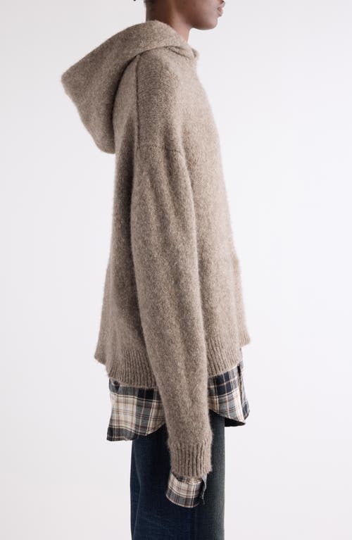 Acne Studios Krisp Layered Yak Hair & Alpaca Blend Sweater Hoodie In Neutral