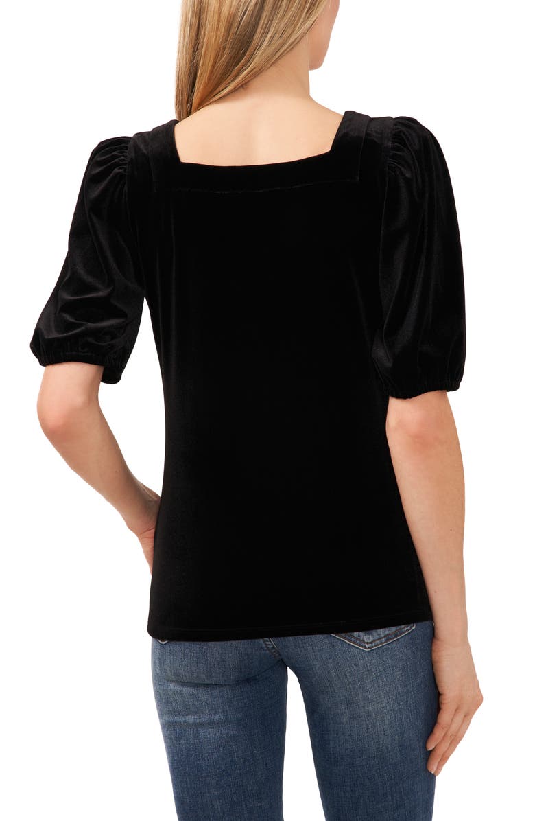 CeCe Square Neck Stretch Velvet Top, Alternate, color,