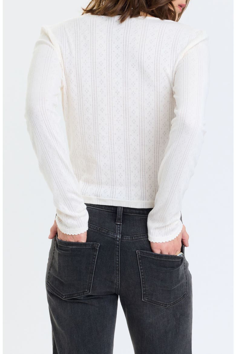 Stargazer Pointelle Knit Button Front Cardigan, Alternate, color, CLOUD DANCER