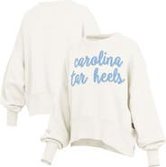 PRESSBOX Women's Pressbox Cream North Carolina Tar Heels Oversized Chelsea Waist Length Pullover Sweatshirt