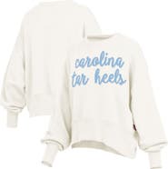 PRESSBOX Women's Pressbox Cream North Carolina Tar Heels Oversized Chelsea Waist Length Pullover Sweatshirt