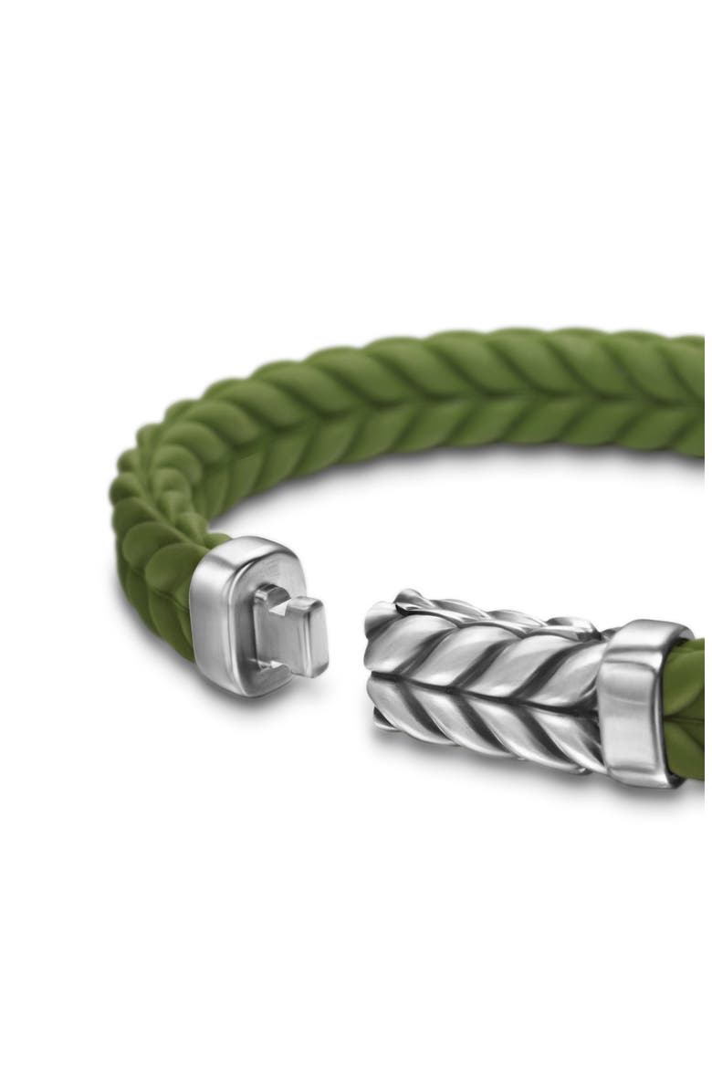 Men's Chevron Rubber Bracelet, Alternate, color, GREEN/STERLING SILVER