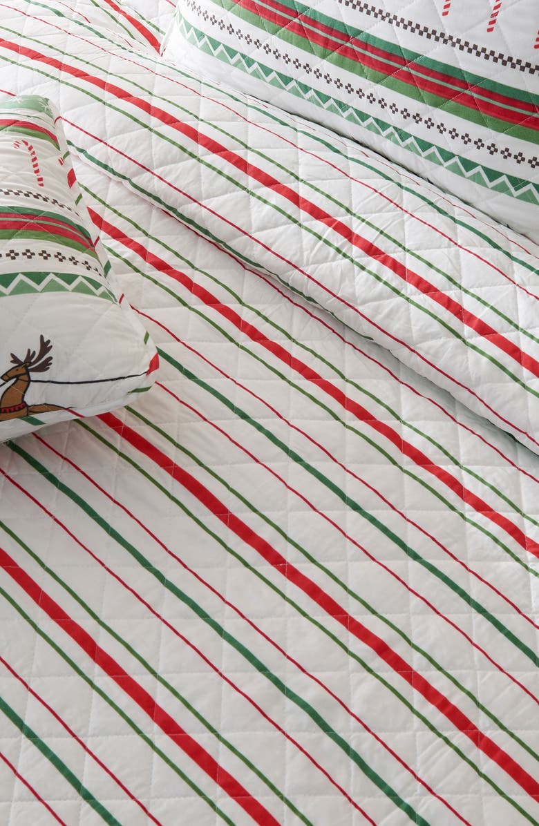 Woven & Weft Winter Themed 3-Piece Quilt Set, Alternate, color, Festive Stripes
