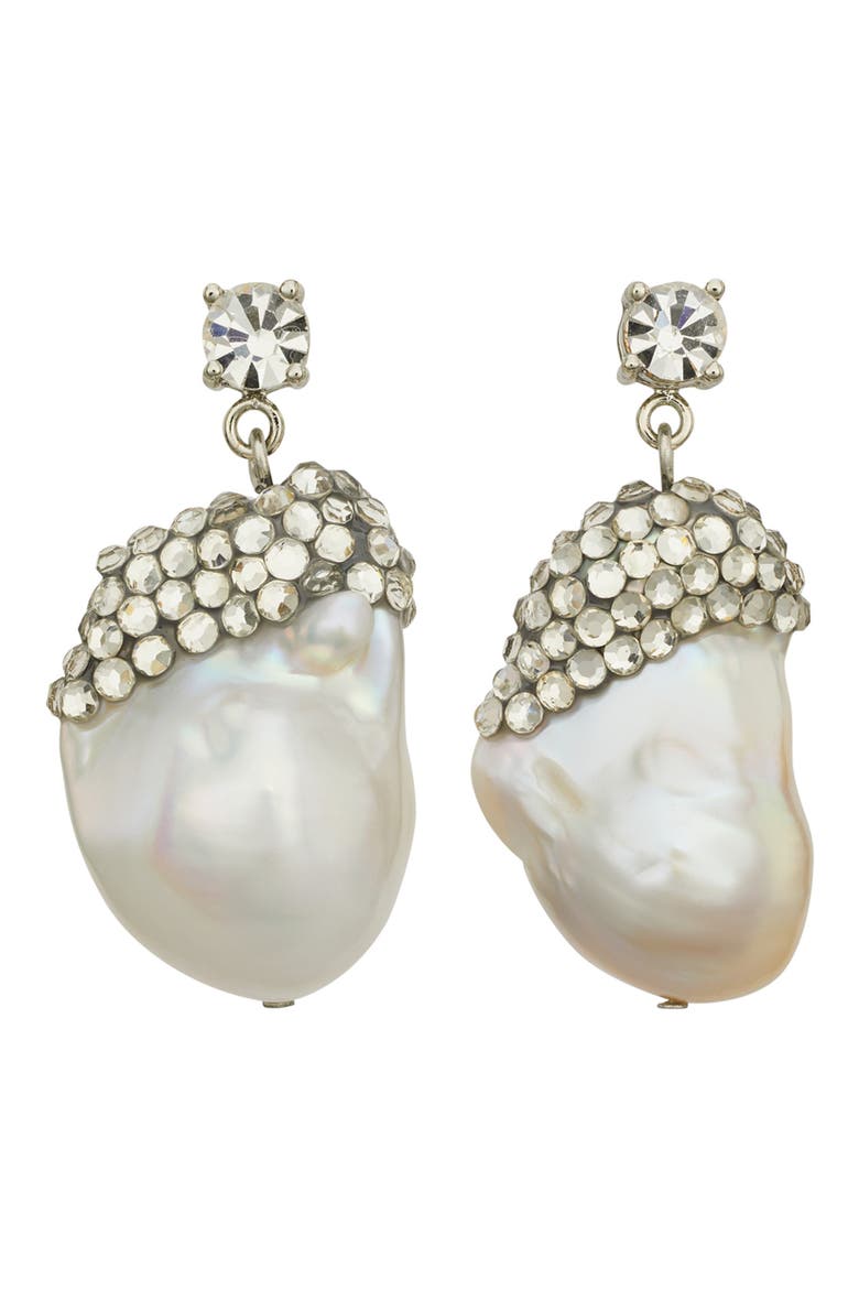 Moondance Crystal & Pearl Drop Earring, Main, color, IVORY / CRYSTAL