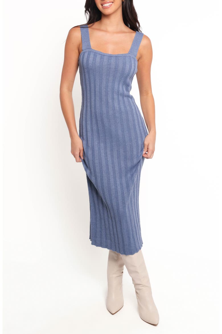 Lexah Rib Midi Sweater Dress, Main, color, BLUE