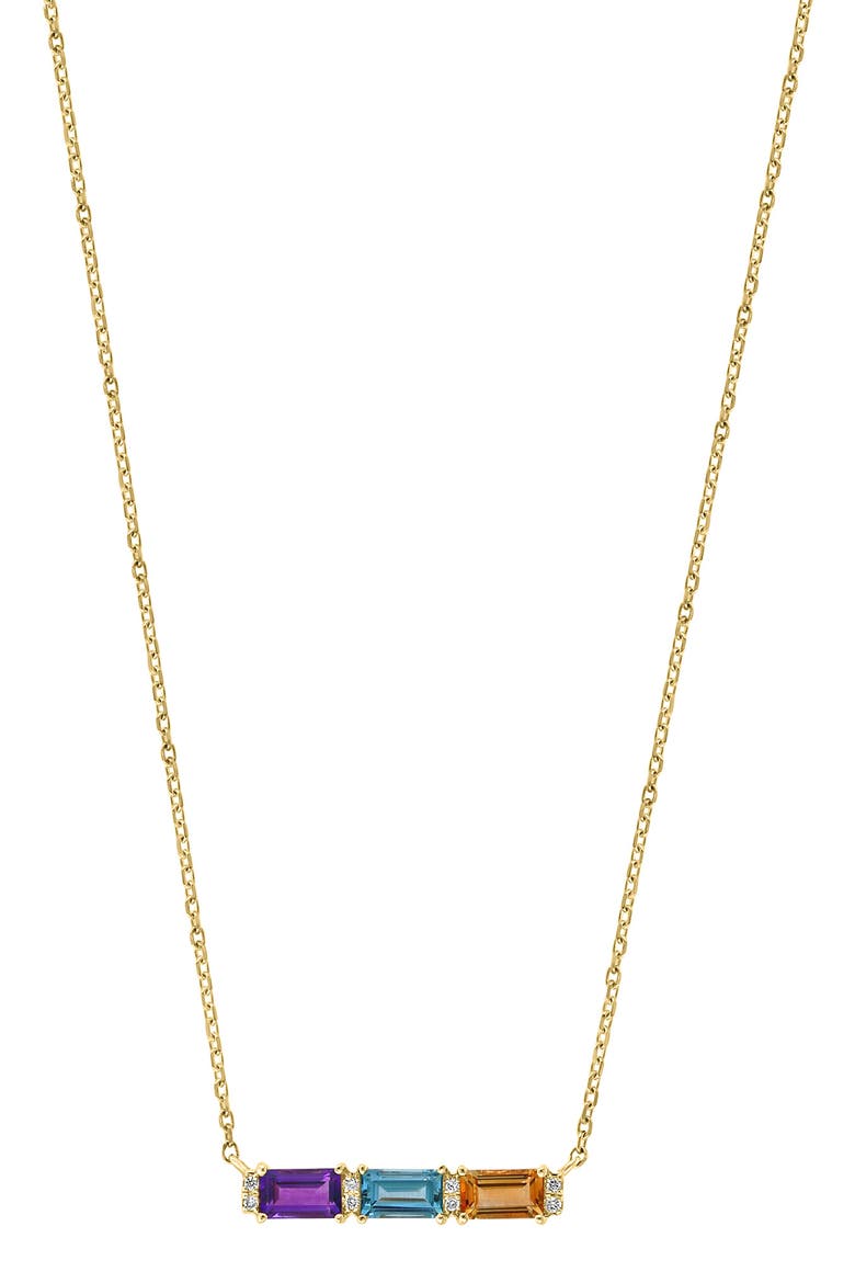 Diamond Amethyst Blue Topaz & Citrine Bar Necklace - 0.03ct., Alternate, color, GOLD MULTI