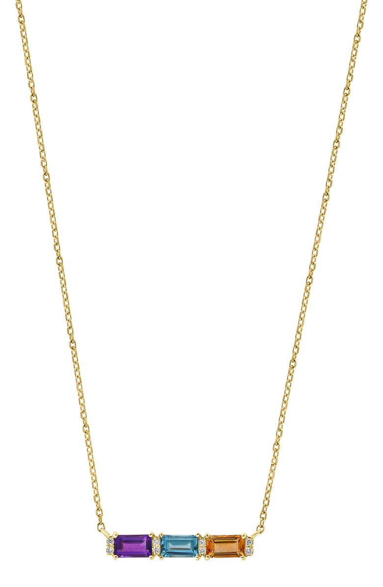 EFFY Diamond Amethyst Blue Topaz & Citrine Bar Necklace - 0.03ct., Alternate, color, Gold Multi