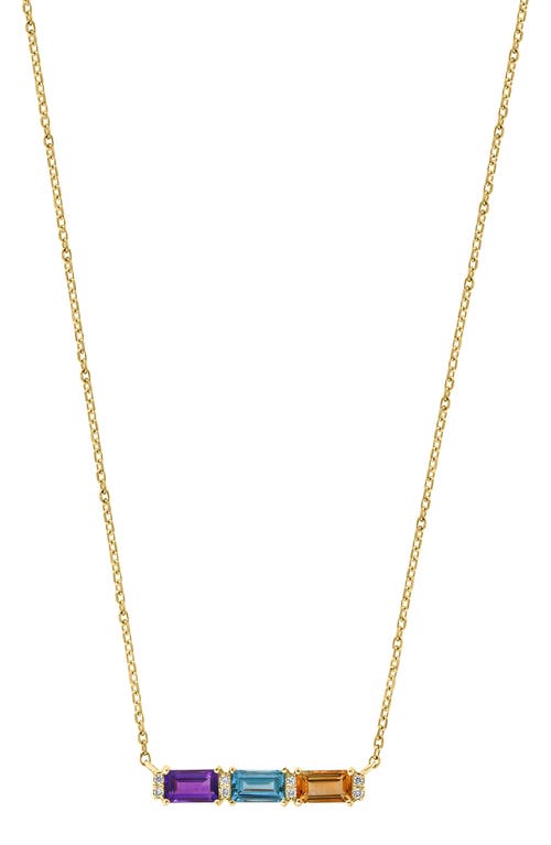Effy Diamond Amethyst Blue Topaz & Citrine Bar Necklace In Multi