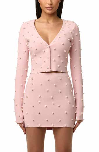 Crop Faux Pearl Cardigan