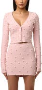 Naked Wardrobe Crop Faux Pearl Cardigan