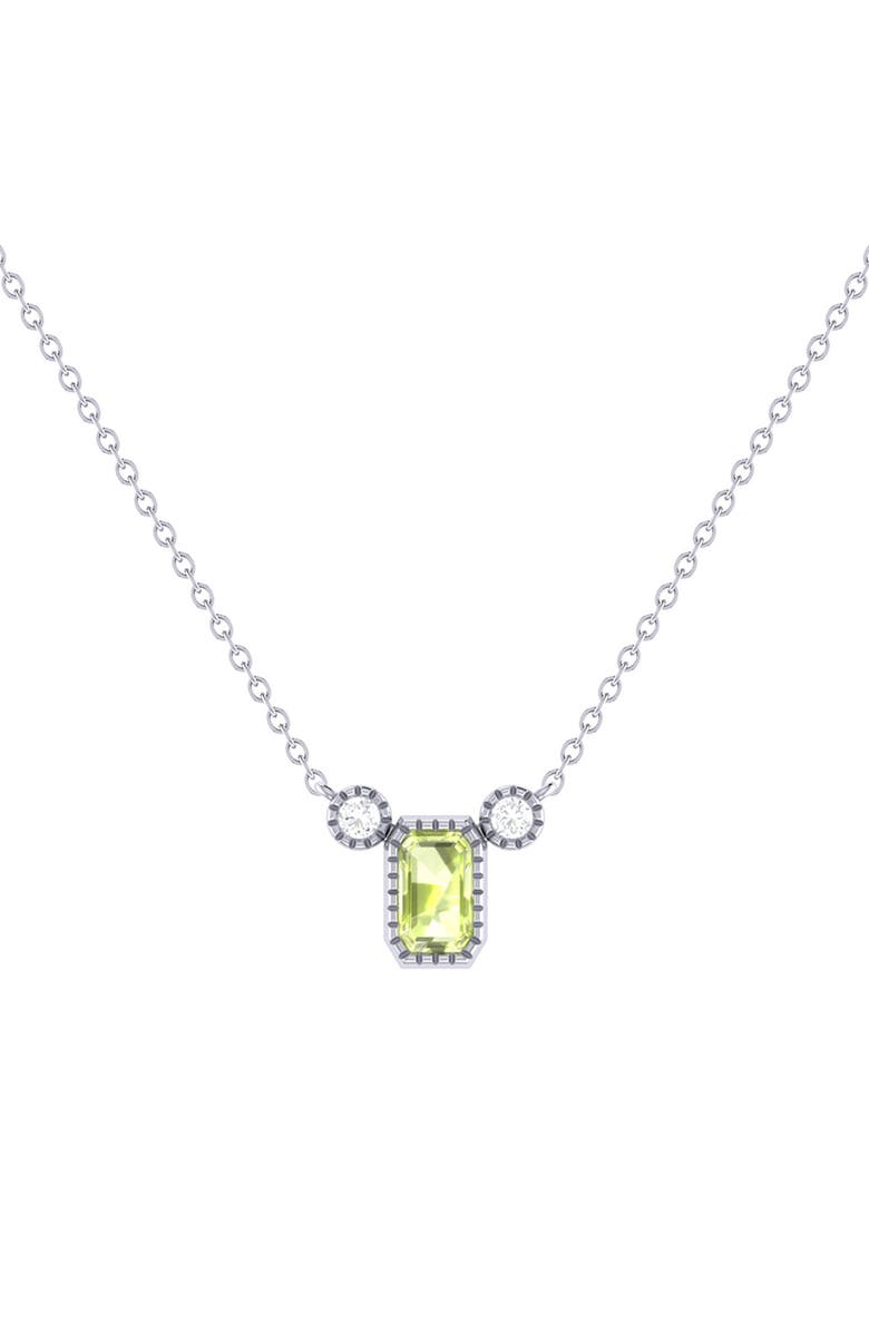 LuvMyJewelry La Vie Emerald Cut Peridot & Diamond Pendant Necklace - 0.04ct., Main, color, 14K White Gold
