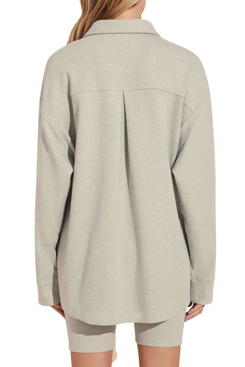 Luxe Sweats Stretch Cotton Snap Shacket, Alternate, color, BOTANICAL ZEN GREEN